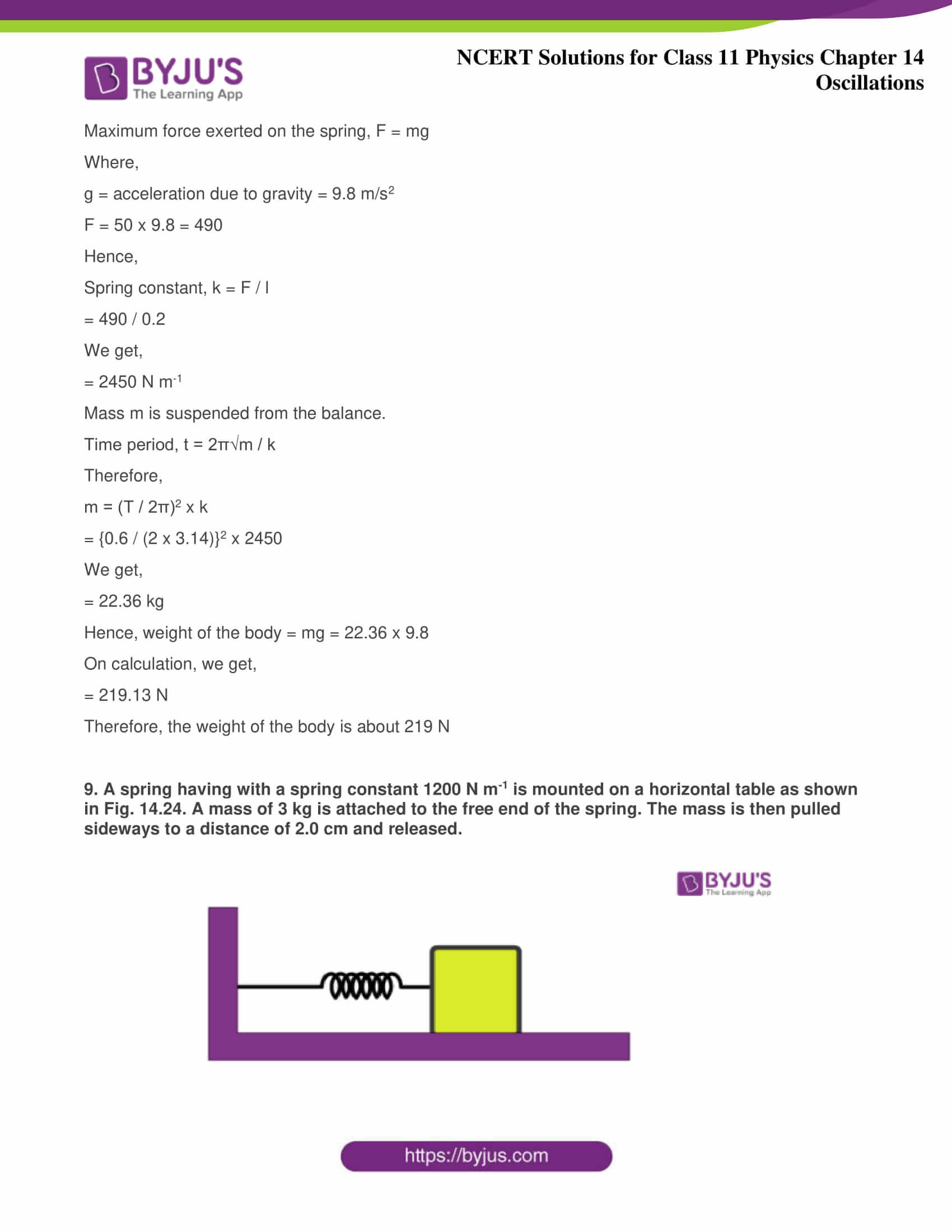 NCERT Solutions for Class 11 Physics Chapter 14 Oscillations
