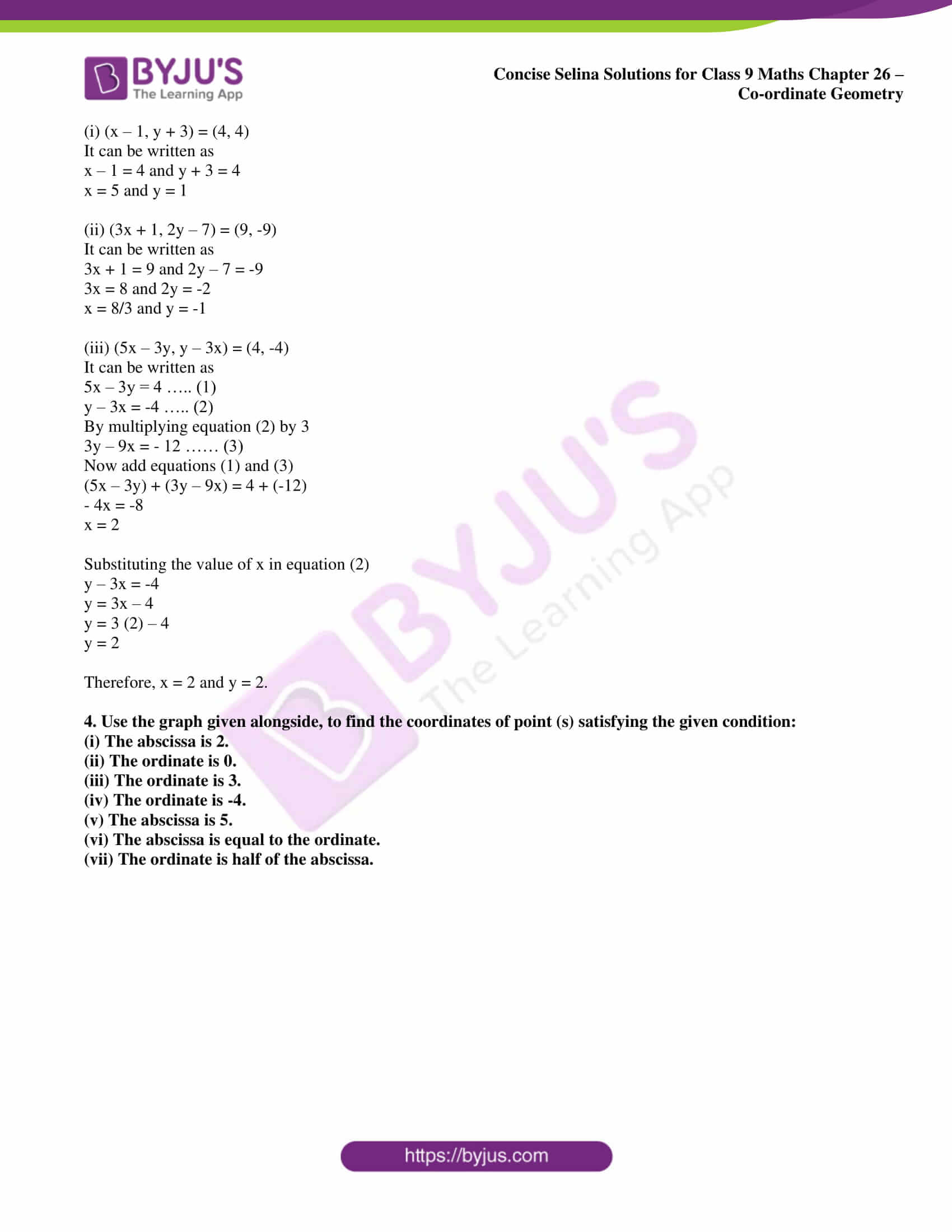 Selina Solutions Class 9 Concise Maths Chapter 26 Co Ordinate Geometry Download Free Pdf