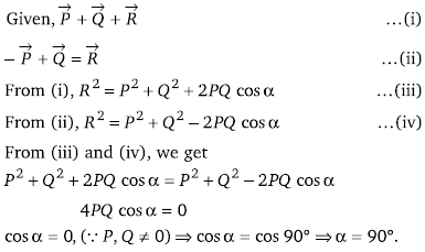 The Resultant Of Two Forces P And Q Is R If The Direction Of P Is Reversed Keeping The Direction Q The Same The Resultant Remains Unaltered The Angle Between P And