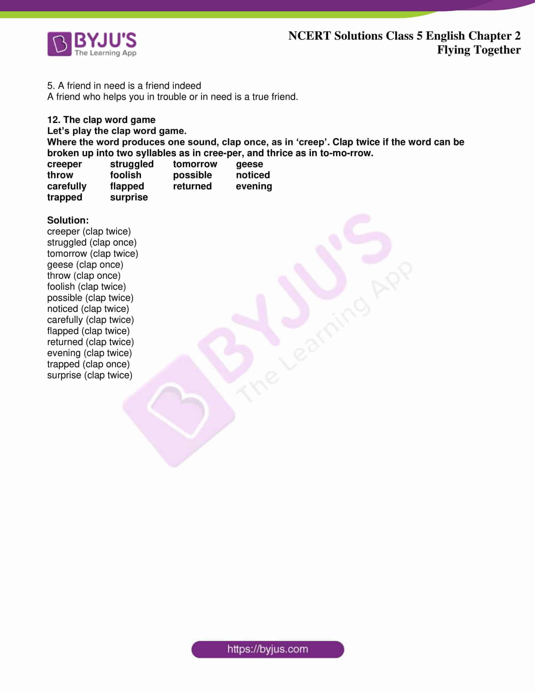 Class 5 English Unit 2