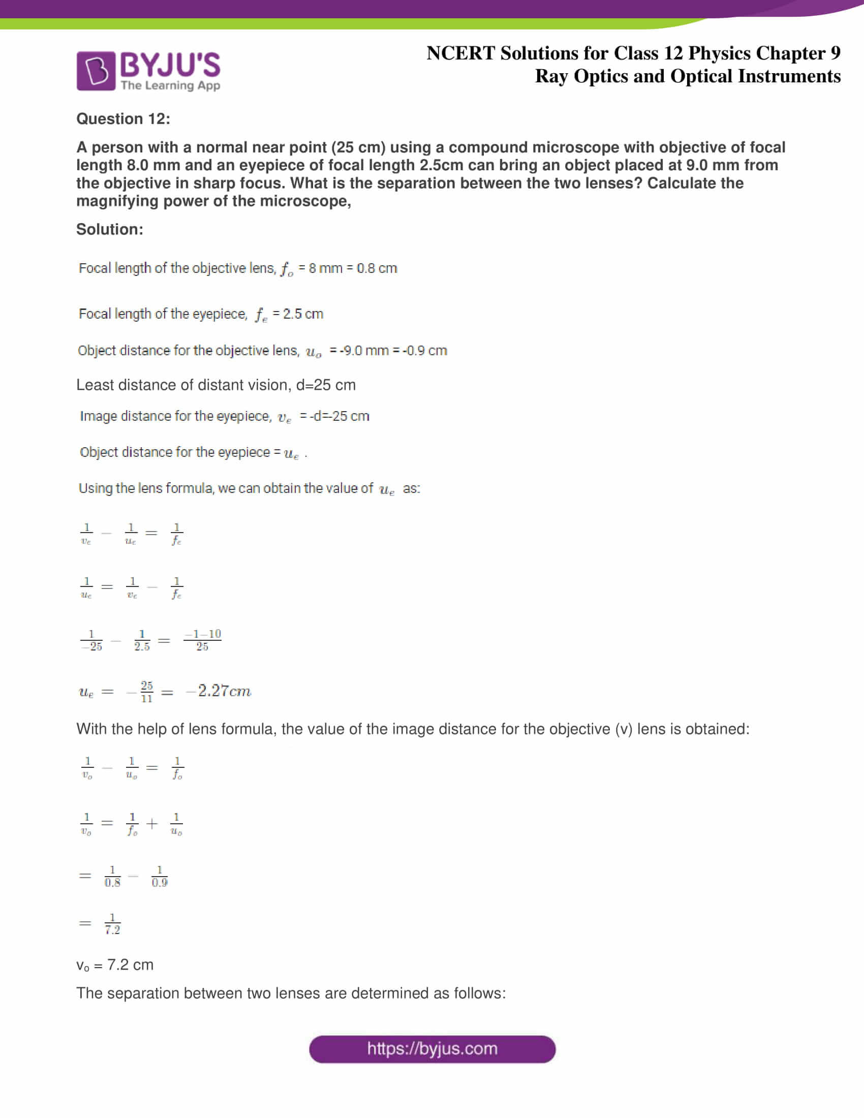 NCERT Solutions Class 12 Physics Chapter 9 Ray Optics and Optical Instruments