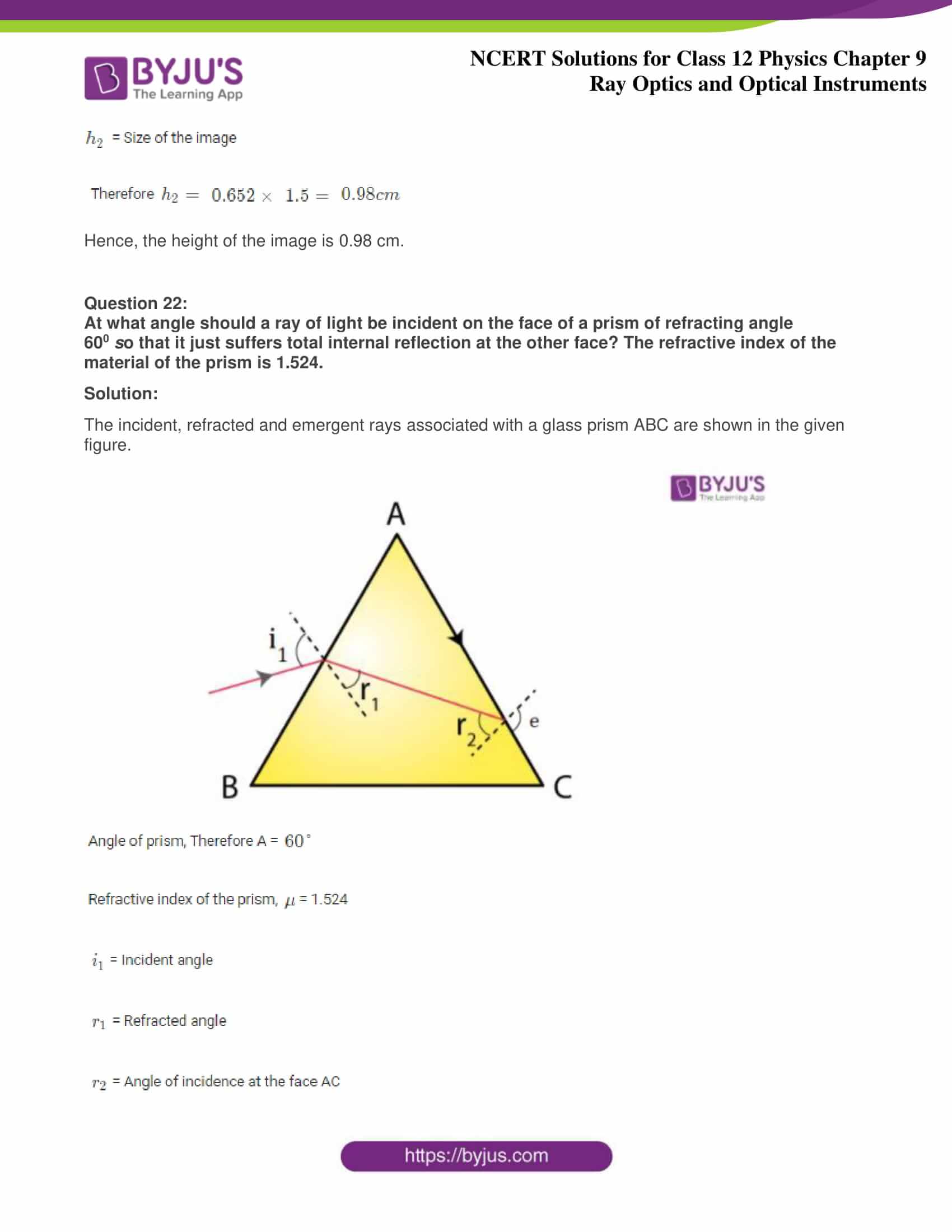 NCERT Solutions Class 12 Physics Chapter 9 Ray Optics and Optical Instruments