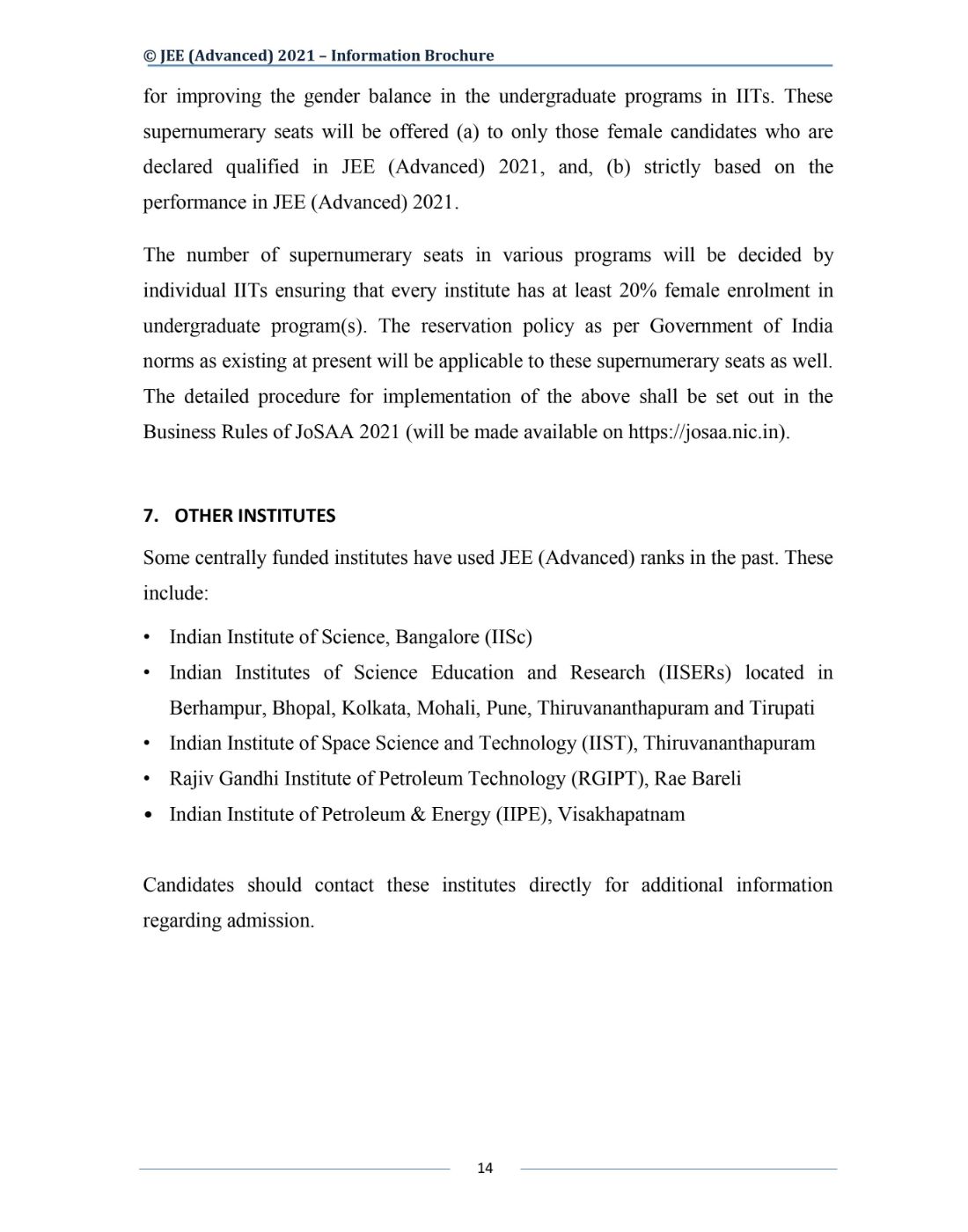 JEE Advanced 2021 Information Brochure Released by IIT Kharagpur