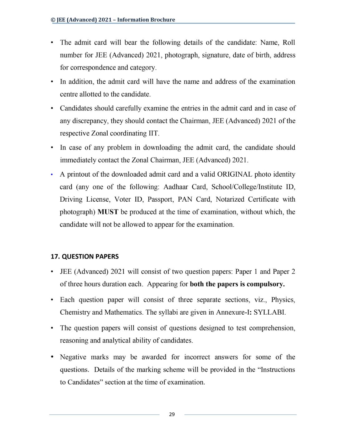 JEE Advanced 2021 Information Brochure Released by IIT Kharagpur