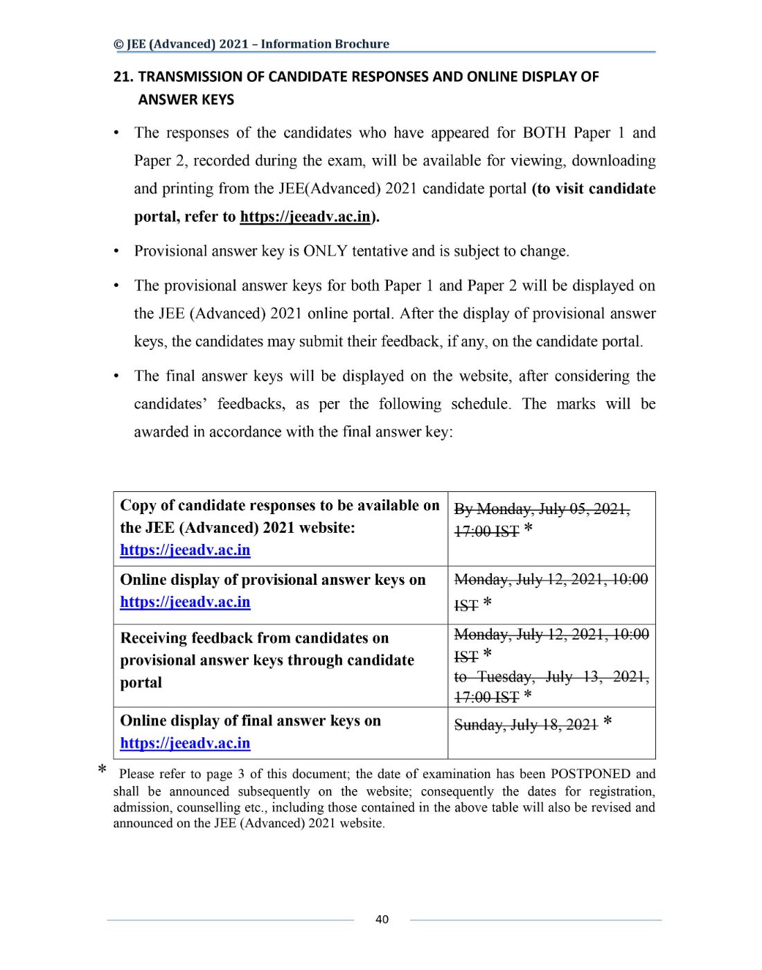 JEE Advanced 2021 Information Brochure Released by IIT Kharagpur