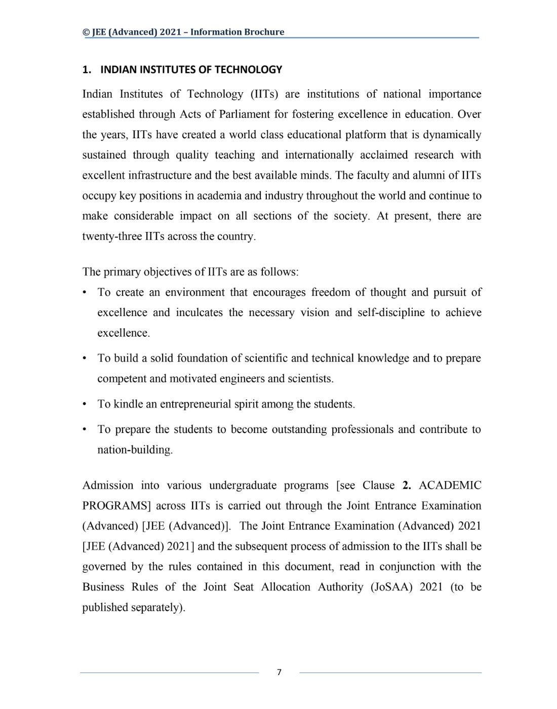 JEE Advanced 2021 Information Brochure Released by IIT Kharagpur