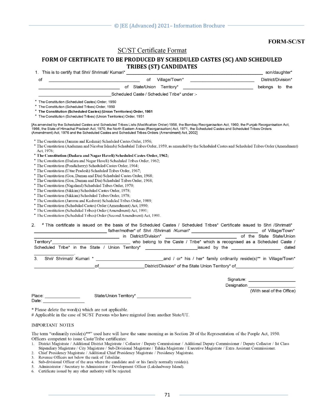 JEE Advanced 2021 Information Brochure Released by IIT Kharagpur