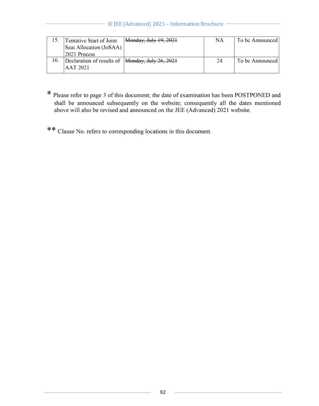 JEE Advanced 2021 Information Brochure Released by IIT Kharagpur