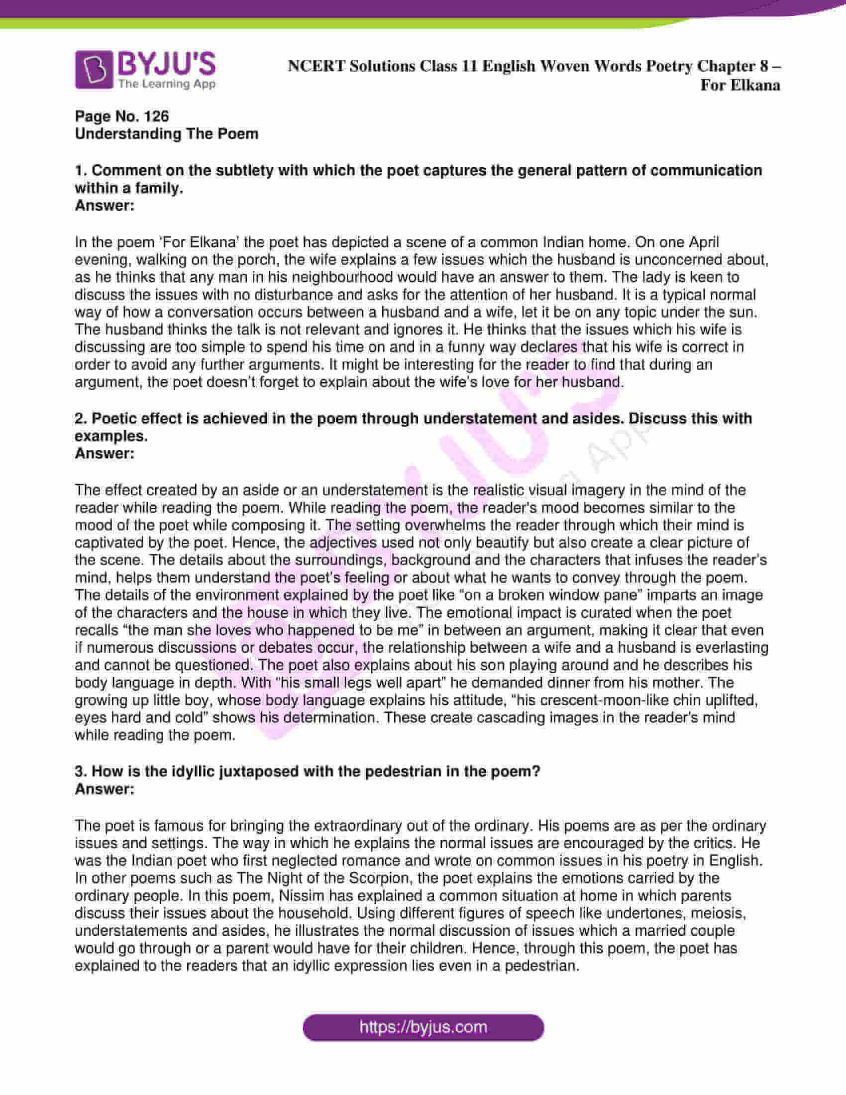 NCERT Solutions for Class 11 English Woven Words Poetry Chapter 8 For ...