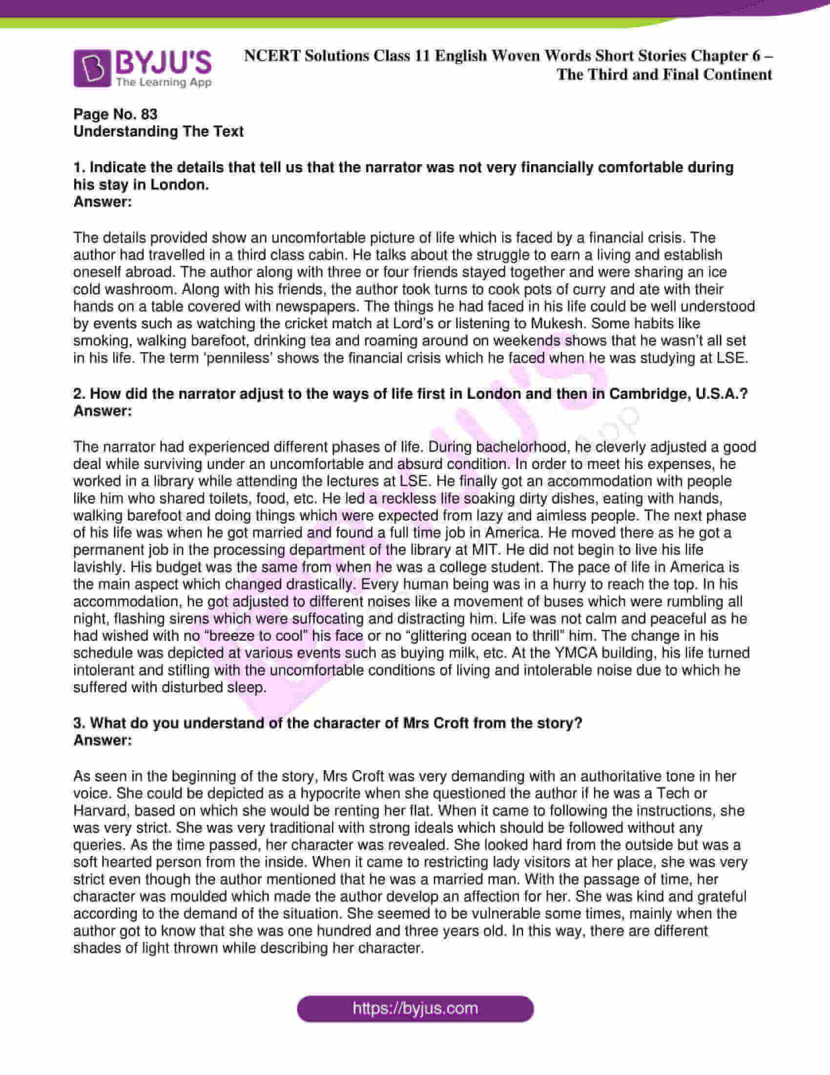 Ncert solutions for class 11 english woven words chapter 6 the third