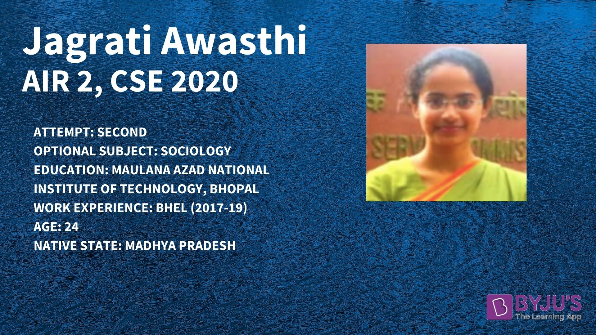 Jagrati Awasthi AIR 2, CSE 2020