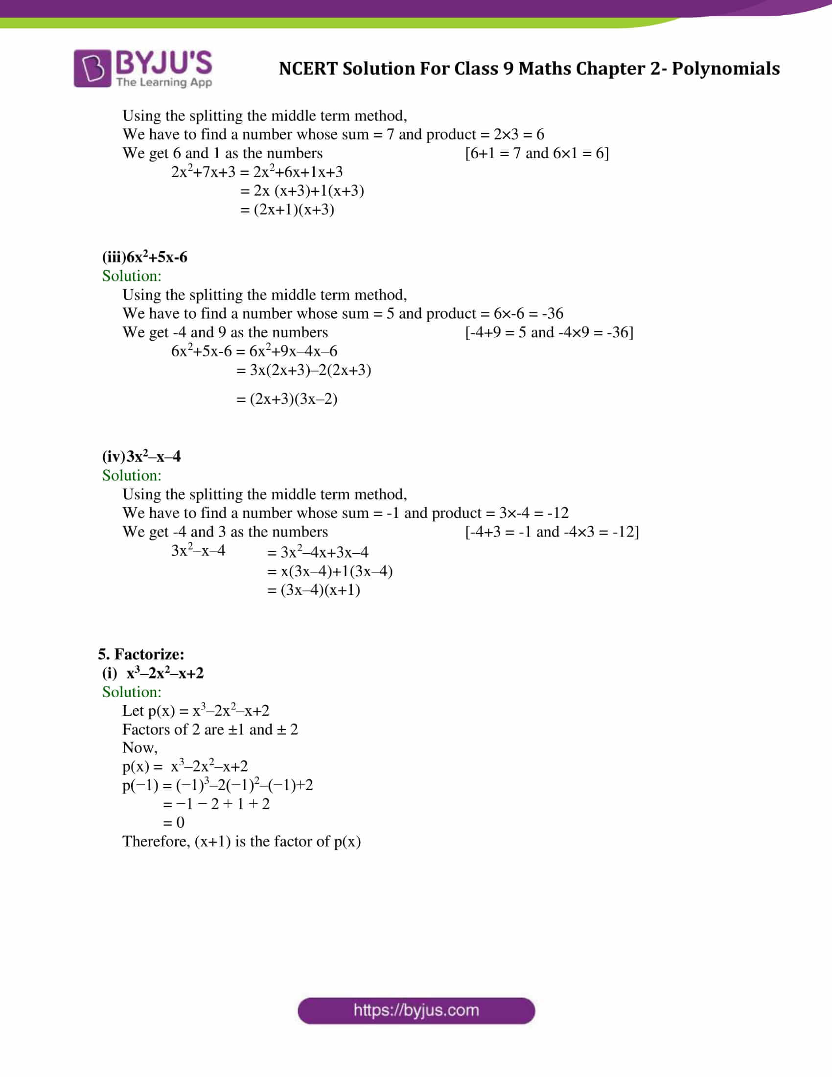 Ncert Solutions For Class 9 Maths Chapter 2 Polynomial Ex 2 4 Free Pdf Download Ncert Solutions For Class 9 Maths Chapter 2 Polynomial Ex 2 4 Free Pdf Download