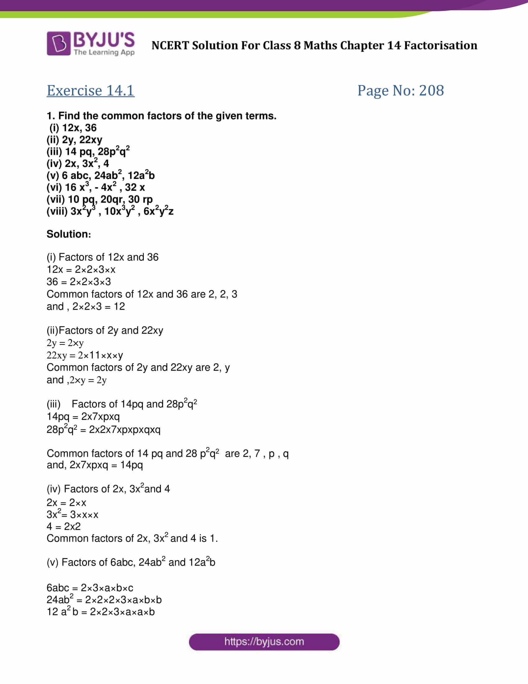 NCERT Solutions for Class 8 Maths Exercise 14.1 Chapter 14