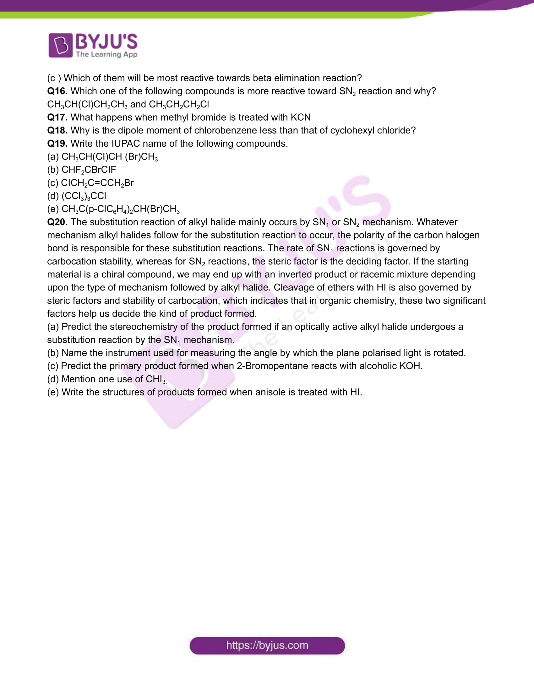 Chapter 10 Haloalkanes and Haloarenes