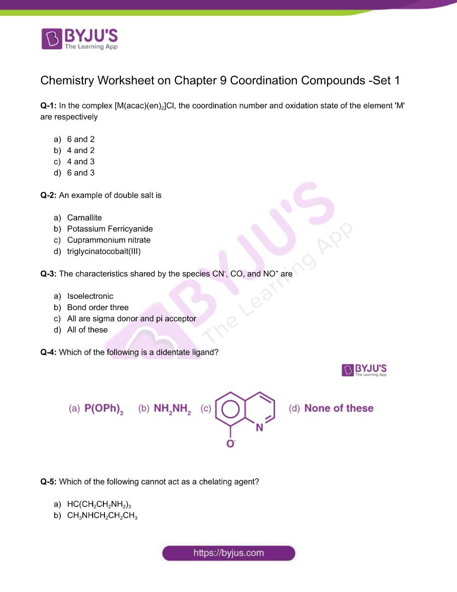 class-12-chemistry-worksheet-on-chapter-9-coordination-compounds-set-1