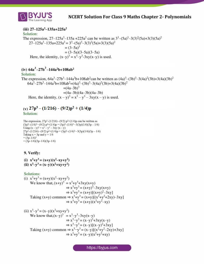 Ncert Solutions For Class 9 Maths Chapter 2 Polynomials Ncert Solutions For Class 9 Maths Chapter 2 Polynomials