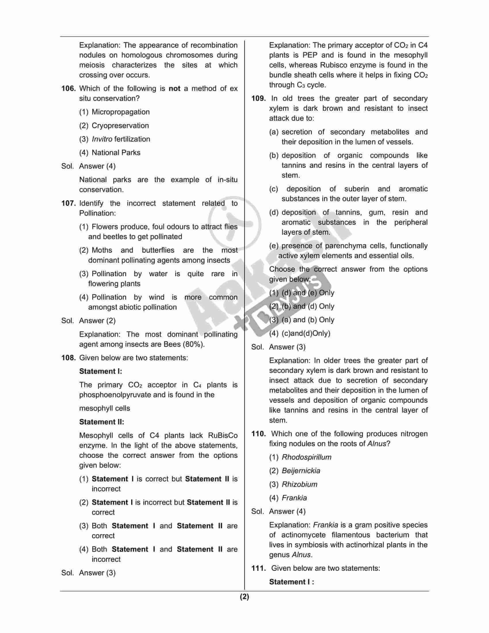 Igcse Biology Exam Style Practice Questions With Answer Topic Wise ...