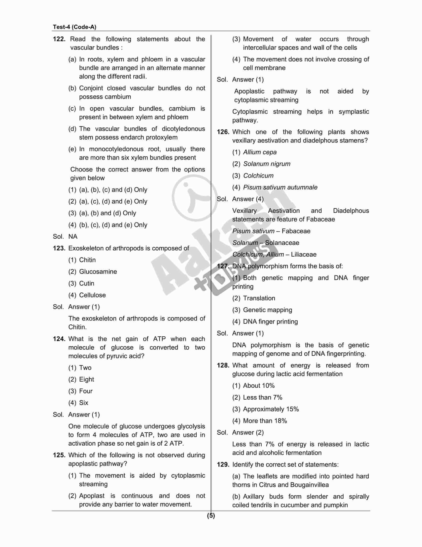 NEET 2022 Botany Question paper 17 July