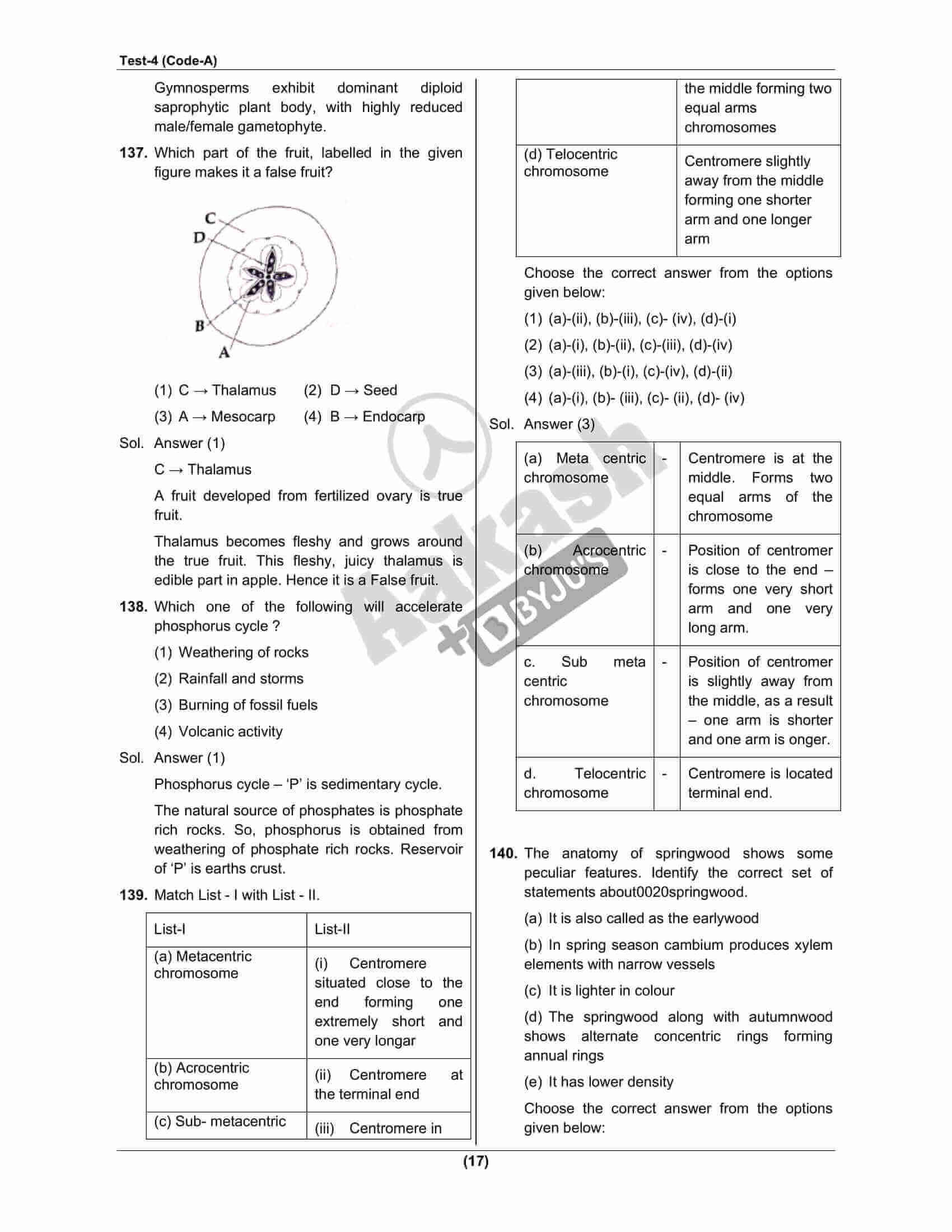 NEET 2022 Biology Question paper with solutions 17th July. Explore