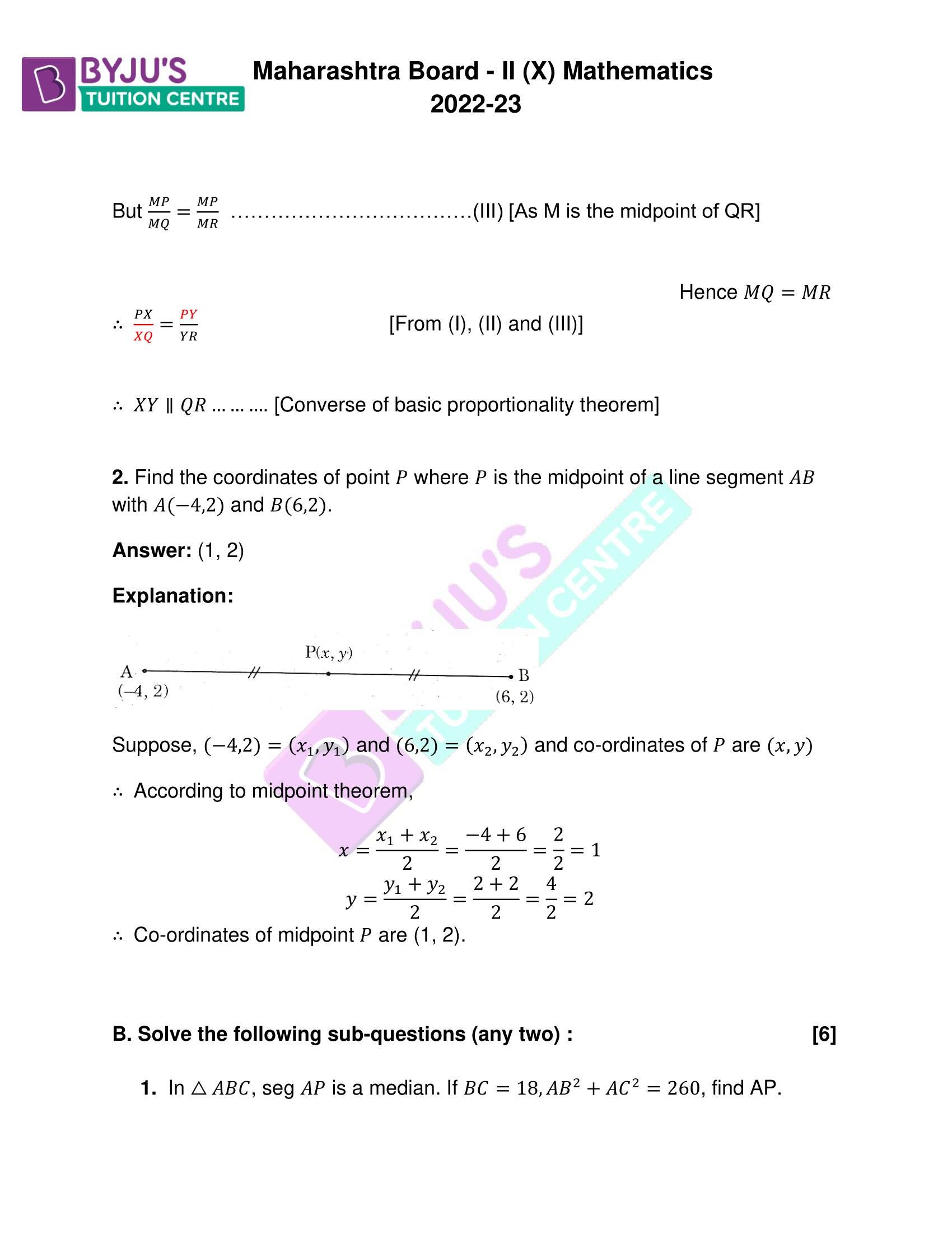 Maharashtra SSC Board Solved Maths Question Paper 2023 PDF