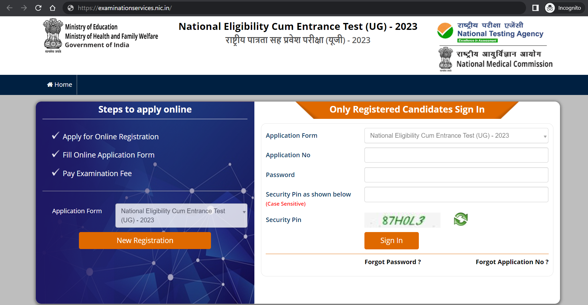 NEET registration