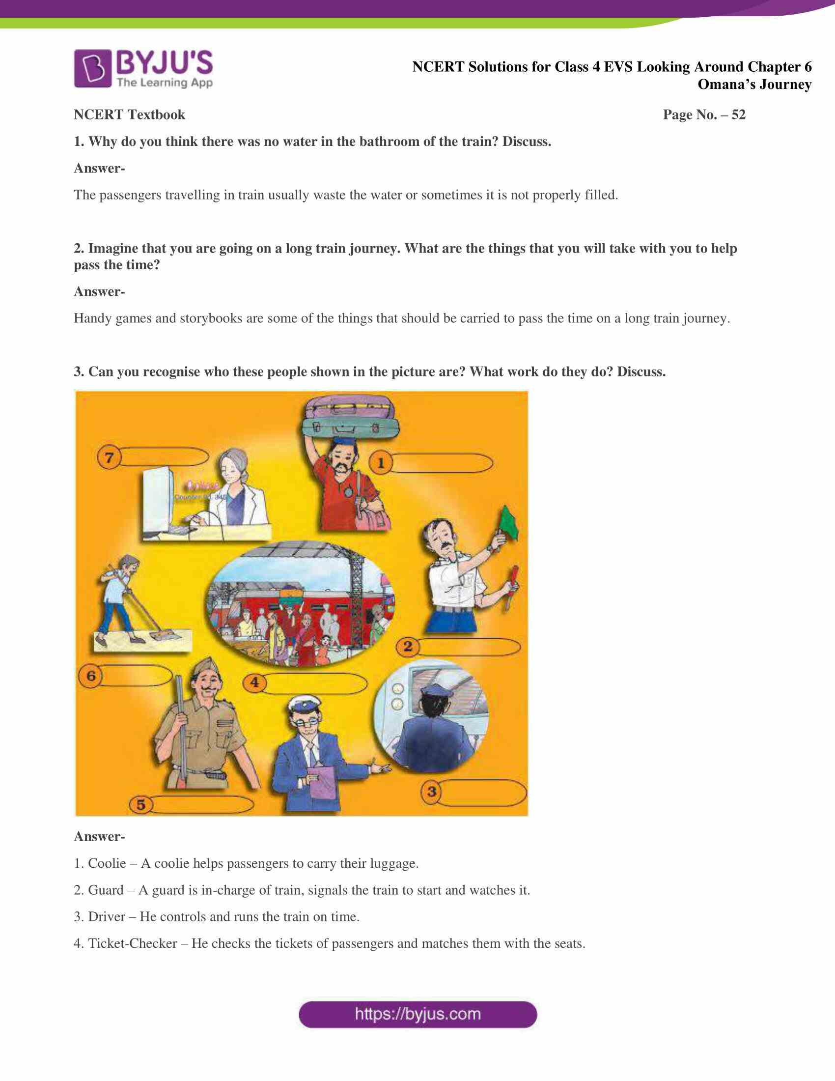 NCERT Solutions Class 4 EVS Chapter 6 Omanas Journey Download Free PDFs