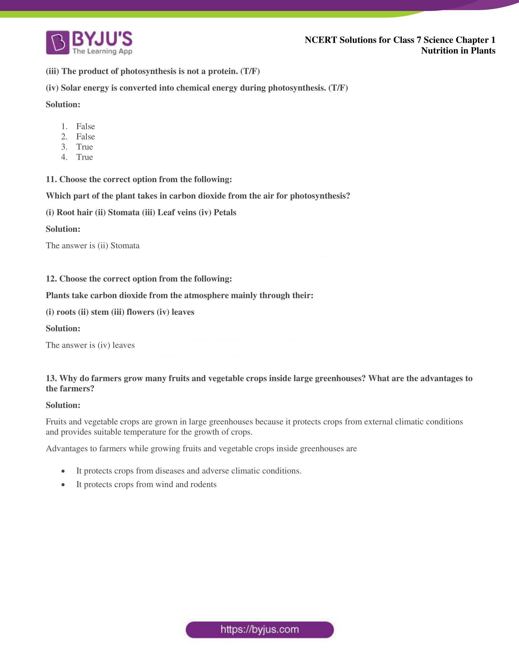 NCERT Solutions For Class 7 Science Chapter 1 Nutrition In Plants
