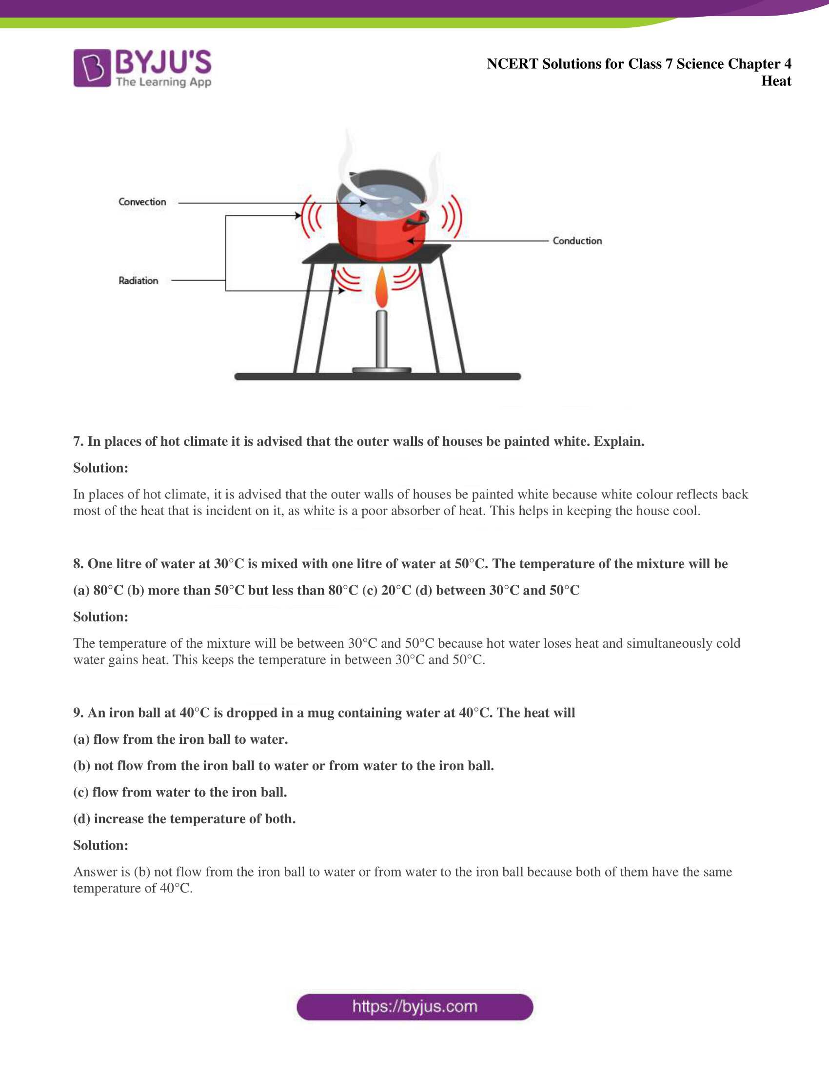 NCERT Solutions For Class 7 Science Chapter 4 Heat