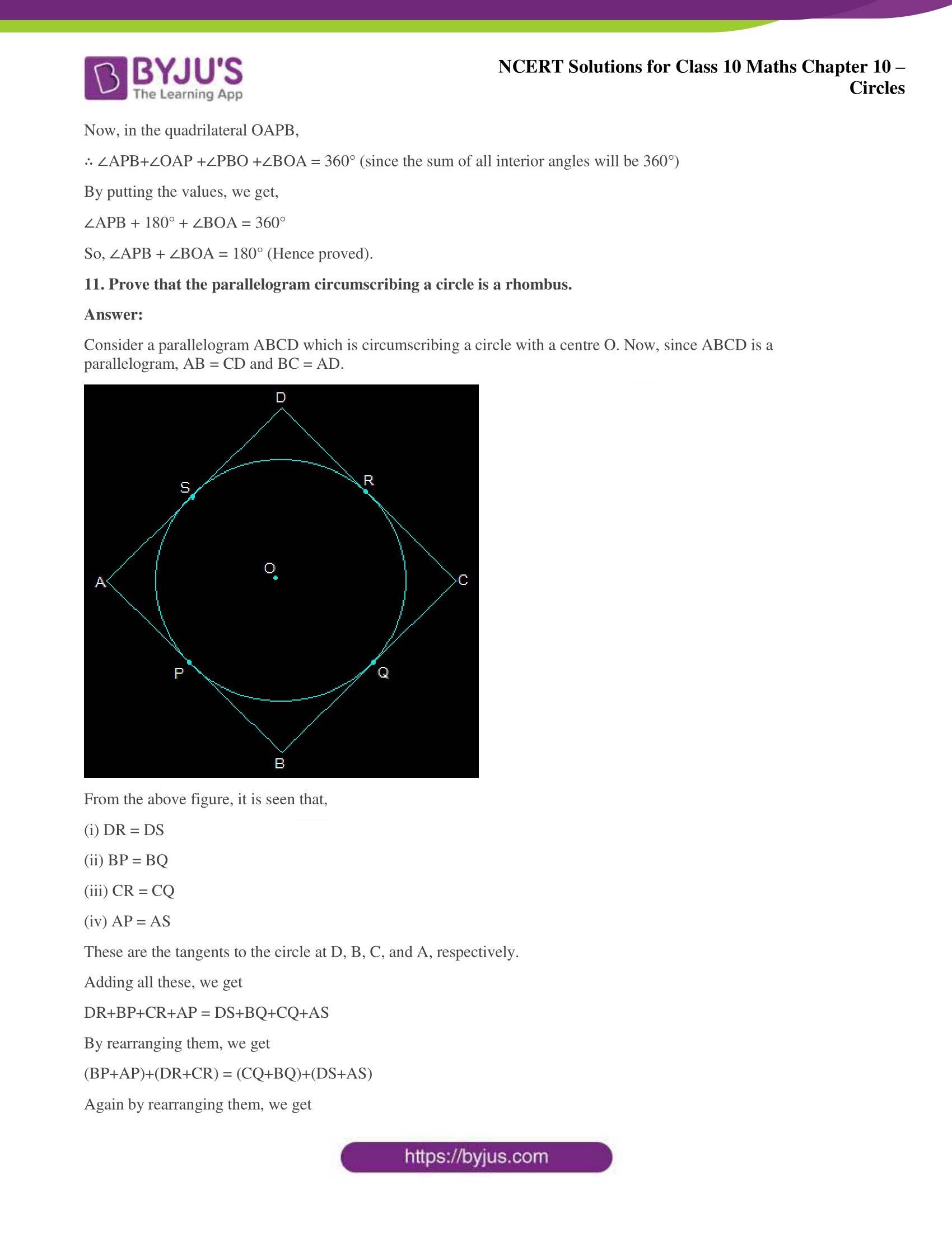 NCERT Solutions for Class 10 Maths Chapter 10 Circles