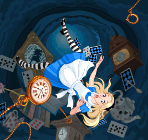 Alice falls down the rabbit hole