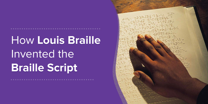 Image of a darkskinned hand reading the braille script