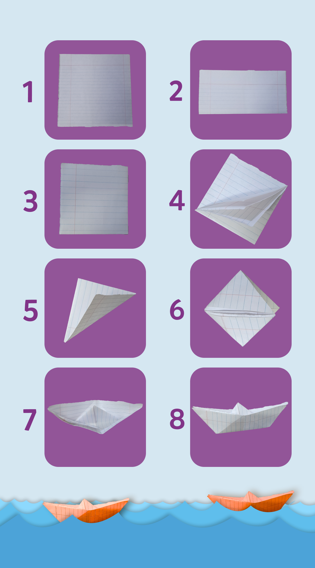 How to make a paper boat with square paper