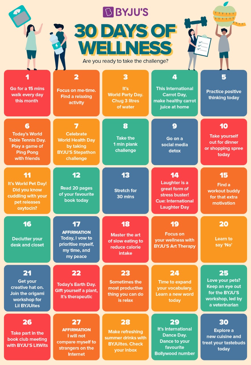 30 Day Wellness Challenge Calendar - Mavra Sibella