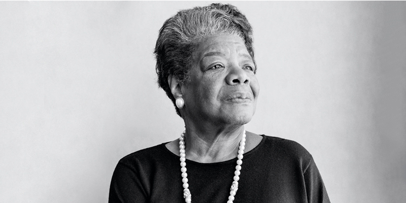 Black and white image of Maya Angelou