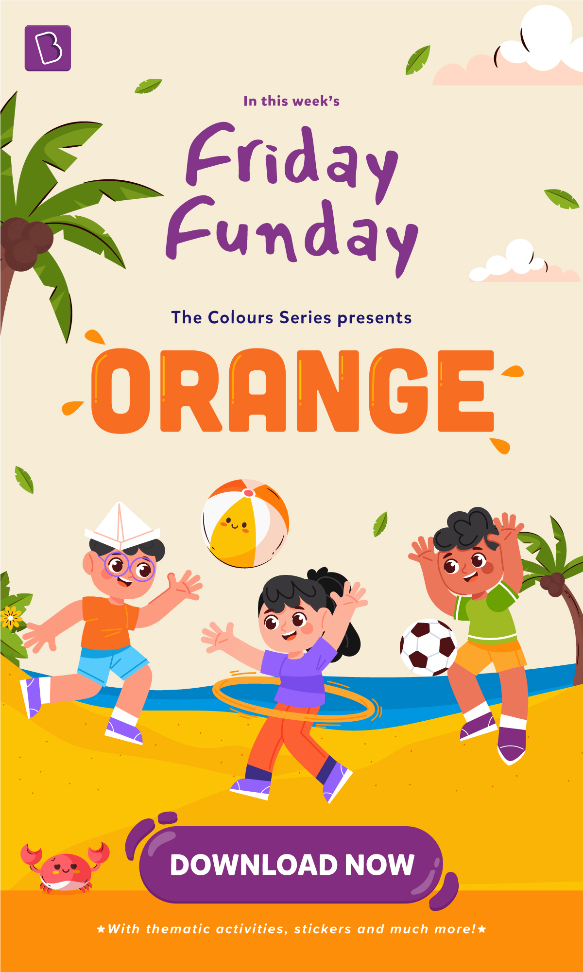 Cover Page For Orange Colour Activity Pack For Children As A Part Of BYJUS Friday Funday 