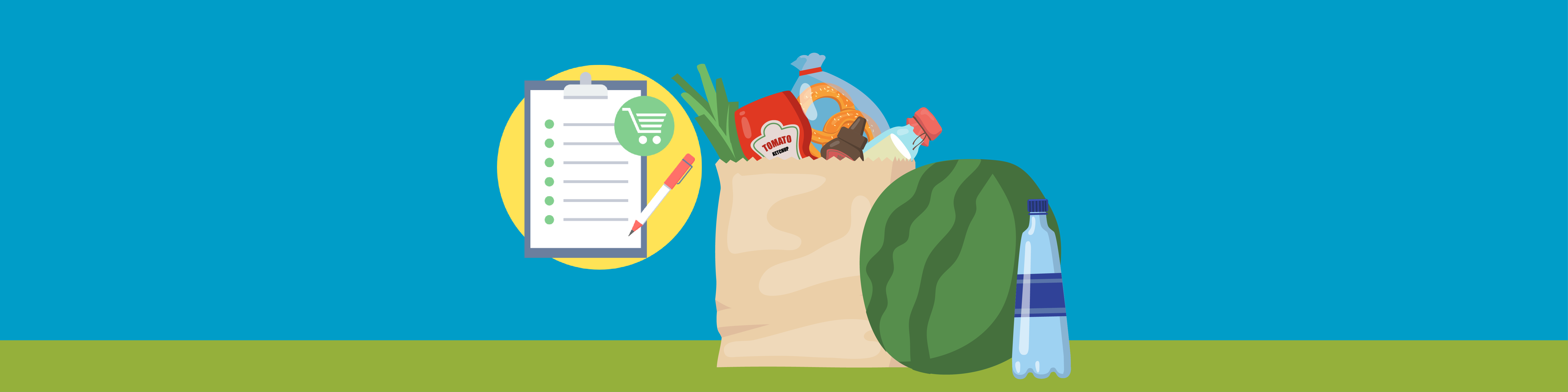 Make a grocery list > Reach a grocery store, see, pick, and fill your cart