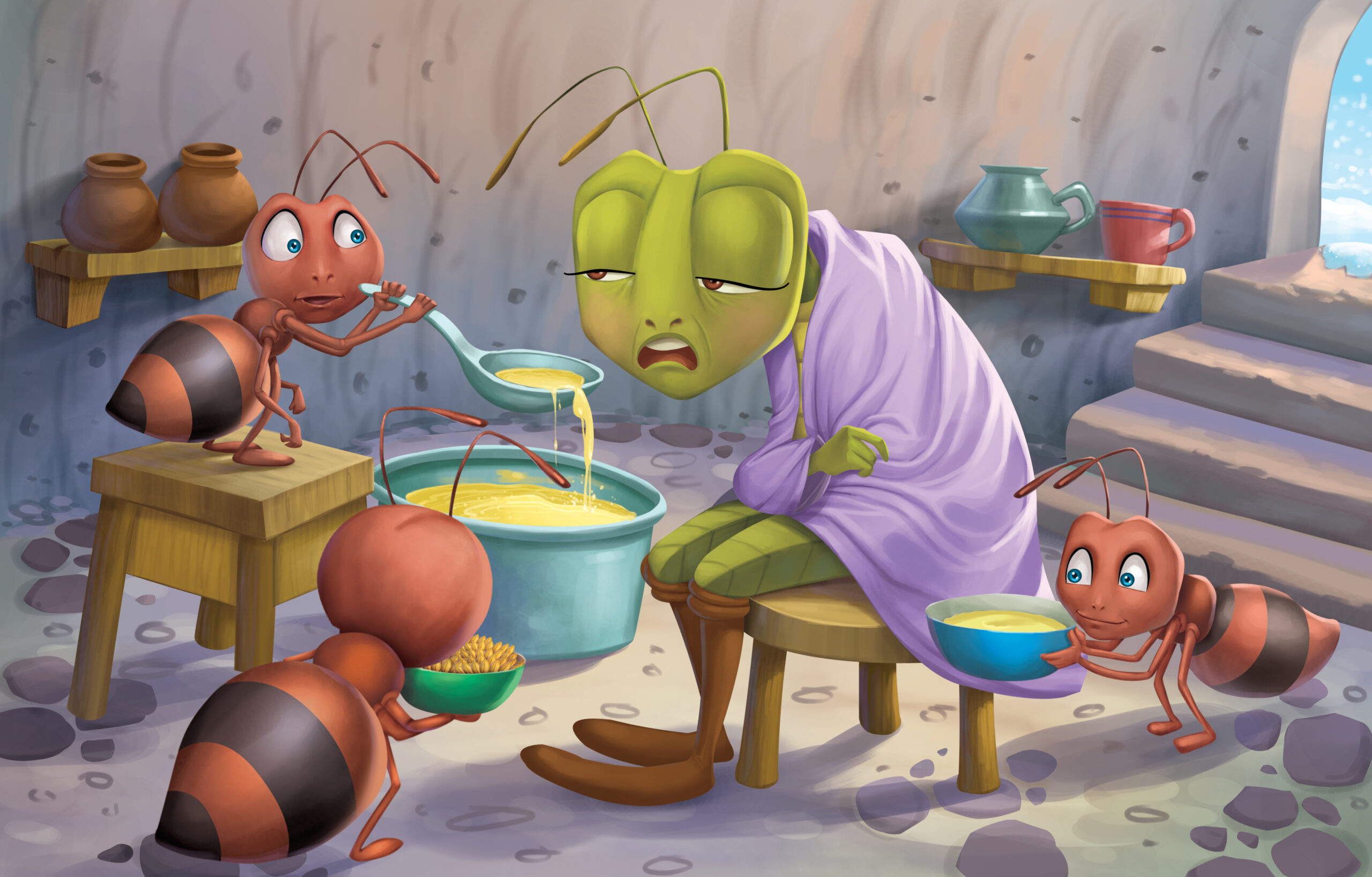 Stories For Children The Ant And The Grasshopper   Blog Banner Image Of The Ant Helping The Grasshopper For A Moral Story On The Ant And The Grasshopper Scaled 