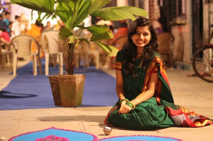 Bhakti Jaiswal in a Nauvari saree