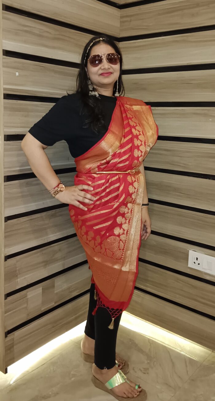 Anuja Rathi in a Banarasi handloom saree